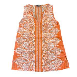 Tommy Bahama Women’s orange white patterned cotton blend tank, Size XS